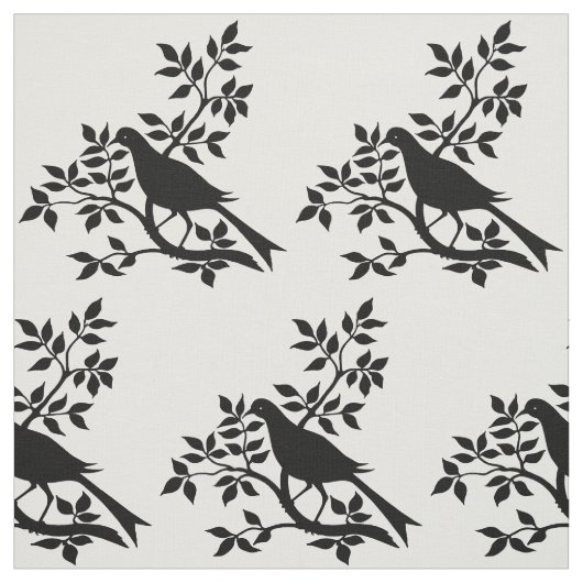 Vogel, der auf Baum-Niederlassungs-Silhouette Stoff (Muster)