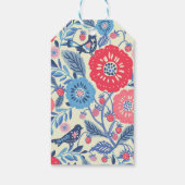 Vögel der Volkskunst, Erdbeeren und Blume drucken Geschenkanhänger (Rückseite)