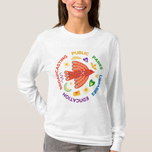 Vogel des öffentlichen Gutes – Farbige Bibliotheke T-Shirt