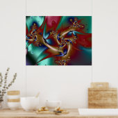 Vögel des Paradies-Fraktals Poster (Küche)