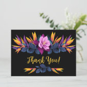 Vögel des Paradies Hibiskus Hochzeit Dankeschön Ka Einladung (Stehend Vorderseite)