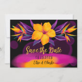 Vögel des Paradies Hibiskus speichern das Datum de Einladung (Vorderseite)