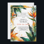 Vögel des Paradieses Bliss Einladung<br><div class="desc">Vögel des Paradieses Bliss Hochzeitseinladung: Tauchen Sie mit unserer exquisiten Einladungskarte in den zauberhaften Reiz tropischer Eleganz ein. Der im Aquarellstil gehaltene, sorgfältig gestaltete Rahmen ist atemberaubend mit den Blume Birds of Paradise, üppigen grünen Blätter und zarten Geraden gestaltet. Diese faszinierende Kulisse Set den Ton für eine Feier voller lebendiger...</div>