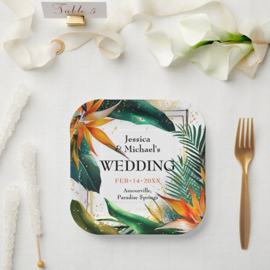 Vögel des Paradieses Bliss Pappteller (Hochzeit)