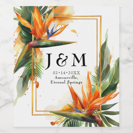 Vögel des Paradieses Bliss Weinetikett (Einzelnes Label)