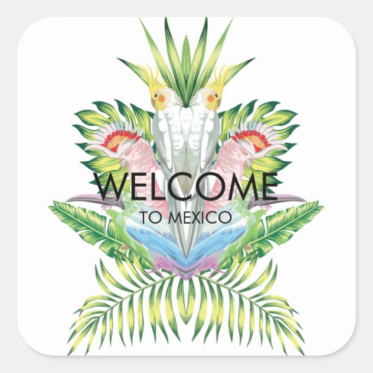 Vögel des Paradieses Hochzeitsticker Quadratischer Aufkleber (Vorderseite)