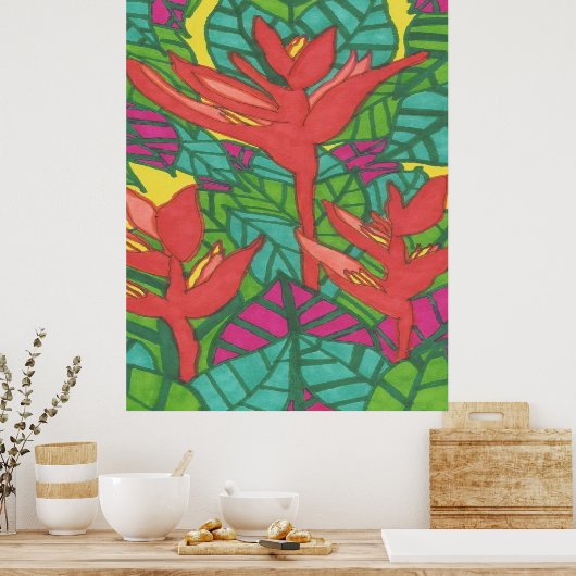 Vögel des tropischen Dschungels Poster (Küche)