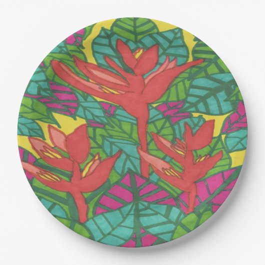 Vögel des tropischen Paradieses Pappteller (Vorderseite)