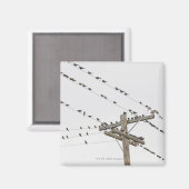 Vögel, die an Drähten befestigt sind Magnet (Vorderseite/Rückseite)