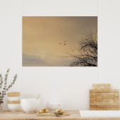 Vögel, die bei Sunset Poster fliegen (Küche)