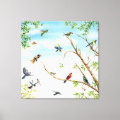 Vögel, die durch Bäume gejagt und geflohen sind Leinwanddruck (Vorderseite)