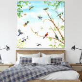 Vögel, die durch Bäume gejagt und geflohen sind Leinwanddruck (Insitu (Schlafzimmer))