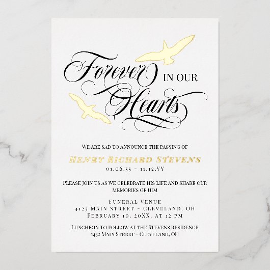 Vögel, die in unseren Herzen gefangen werden Folieneinladung (Vorderseite)