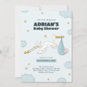 Vögel, die Niedliches Kind tragen. Es ist eine jun Einladung (Vorderseite)