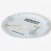 Vögel, die Niedliches Kind tragen. Es ist eine jun Pappteller (Schrägansicht)