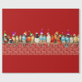 Vögel, die Weihnachtsmannmützen tragen Geschenkpapier (Flach)