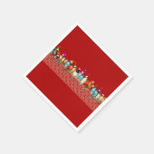 Vögel, die Weihnachtsmannmützen tragen Serviette (Ecke)