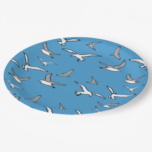 Vögel - eine Schleuse der Möwen Pappteller (Schrägansicht)