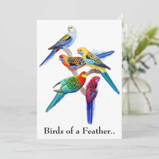 Vögel einer Feather Parrots-Party Einladung (Stehend Vorderseite)