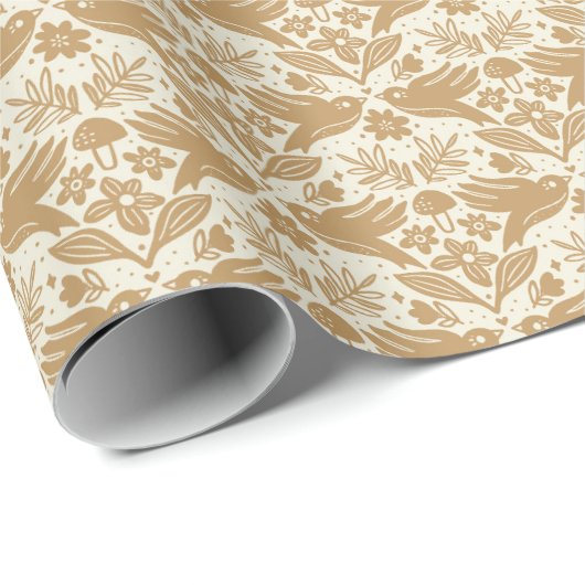 Vögel einer Feder - Creme Geschenkpapier (Rolleneckpunkt)