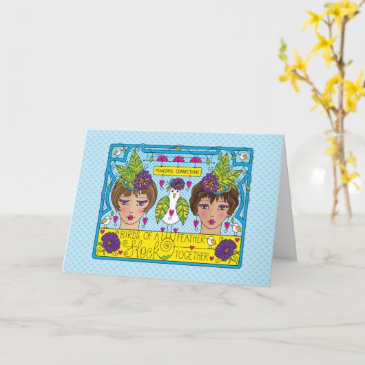 Vögel einer Feder_Gruß Karte (Gelbe Blume)