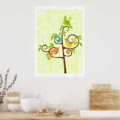 Vögel eines Baumes Poster (Küche)