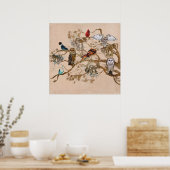 VÖGEL EINES FEATHER BRANCH Poster (Küche)