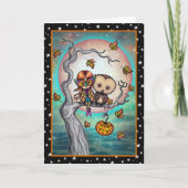 Vögel eines Feather Halloween und Mädchen Karte (Vorderseite)