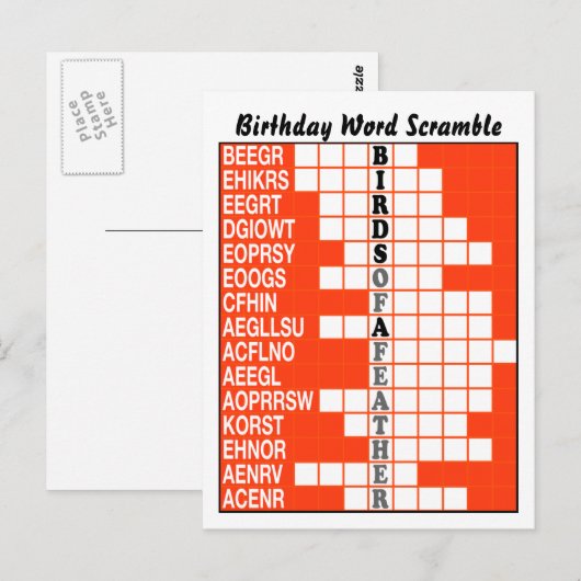 Vögel eines Feather Word Scramble Postkarte (Vorne/Hinten)