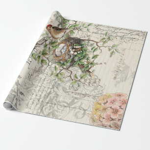 Vogel-Eintagsfliegen Decoupage Plakat Geschenkpapier
