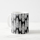 Vögel federn boho nahtlose Muster in schwarz und s Kaffeetasse (Vorderseite Links)