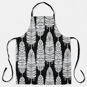 Vögel federn boho nahtlose Muster in schwarz und s Schürze