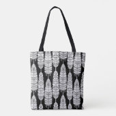 Vögel federn boho nahtlose Muster in schwarz und s Tasche (Rückseite)