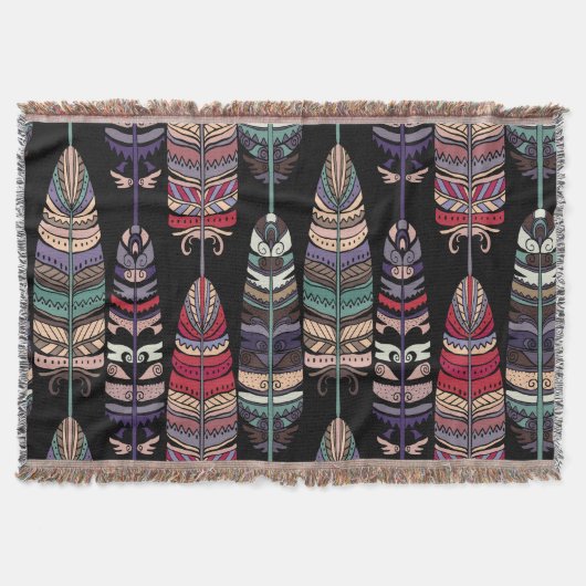 Vögel Federn Tribal Art nahtlos Decke (Vorderseite)