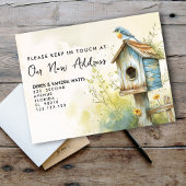 Vogel-Felder "We ve Moved" Postkarte - neue Adress