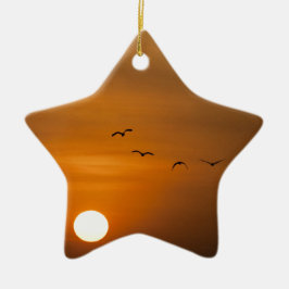 Vögel fliegen bei Sonnenuntergang Keramikornament