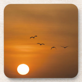 Vögel fliegen bei Sonnenuntergang Untersetzer