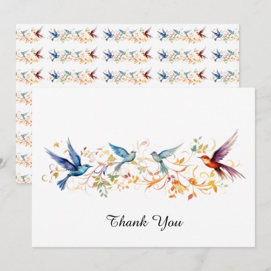 Vögel fliegen Grafikmuster Dankeskarte (Vorne/Hinten)