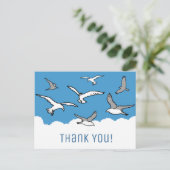 Vögel fliegen hoch mit einer Danksagung. Postkarte (Stehend Vorderseite)
