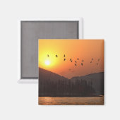 Vögel fliegen in Sunset Sky über dem East Lake Fot Magnet (Vorderseite/Rückseite)