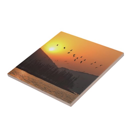 Vögel fliegen in Sunset Sky über den East Lake Fliese (Seite)