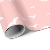 Vögel fliegen rosa und weiße, moderne Muster Geschenkpapier (Rolleneckpunkt)