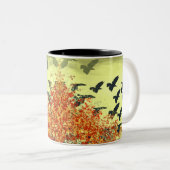 Vögel fliegen roten Mond Zweifarbige Tasse (VorderseiteRechts)