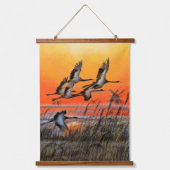 Vögel fliegen Sonnenuntergang hängend Tapestry - M Wandteppich Mit Holzrahmen (Vorderseite)