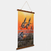 Vögel fliegen Sonnenuntergang hängend Tapestry - M Wandteppich Mit Holzrahmen (Gewinkelt)