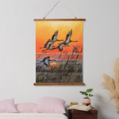 Vögel fliegen Sonnenuntergang hängend Tapestry - M Wandteppich Mit Holzrahmen (Schlafzimmer)