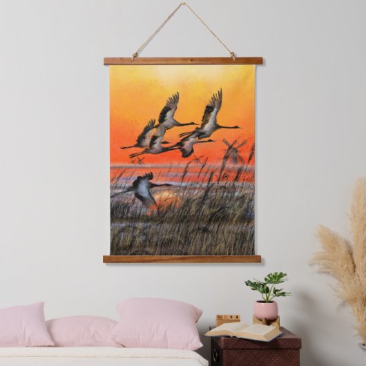 Vögel fliegen Sonnenuntergang hängend Tapestry - M Wandteppich Mit Holzrahmen (Schlafzimmer)