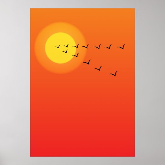 Vögel fliegen zur Sonne Poster (Vorne)