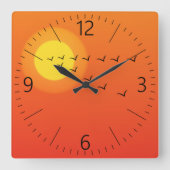 Vögel fliegen zur Sonne Quadratische Wanduhr (Vorderseite)