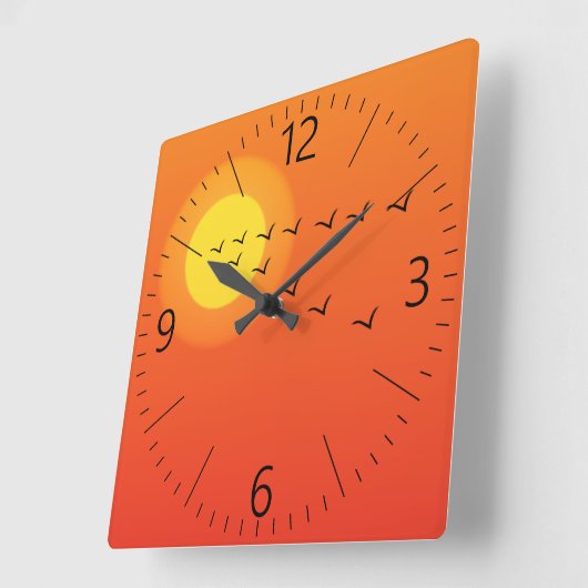 Vögel fliegen zur Sonne Quadratische Wanduhr (Winkel)